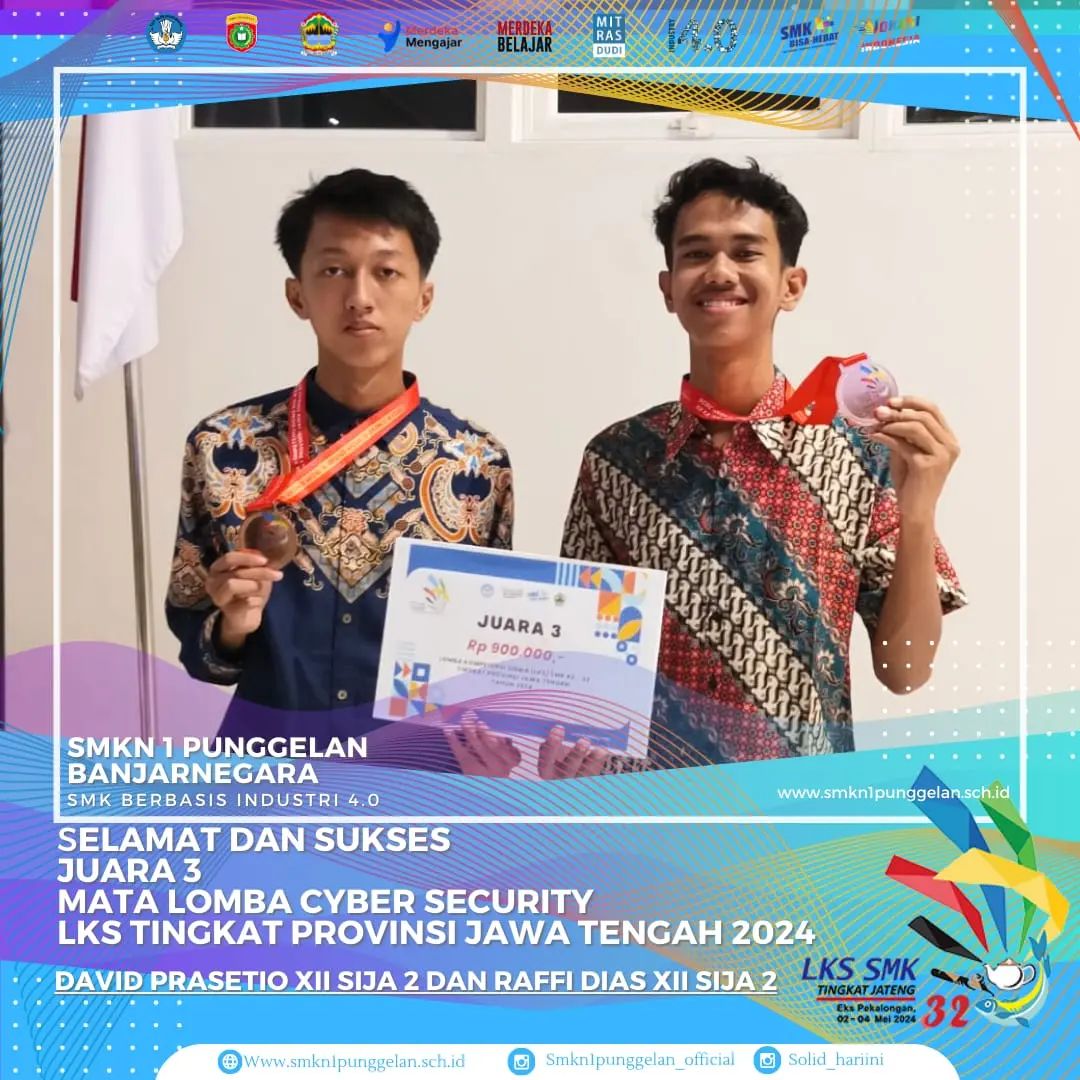 SMKN 1 Punggelan Raih Juara 3 di Lomba Keamanan Siber Tingkat Provinsi Jateng 2024